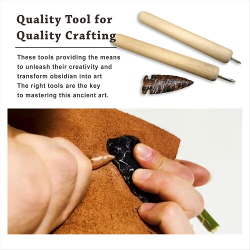 Obsidian Crafting FlintKnapping Tool,Stone Age Toolkit, C 2