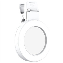 Inel luminos rotativ la 180 cu 3 moduri de iluminare pentru selfie, alb