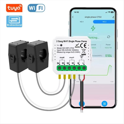 Smart Life WIFI Energiemeter Stroomsensor Statisticus 1CT 2