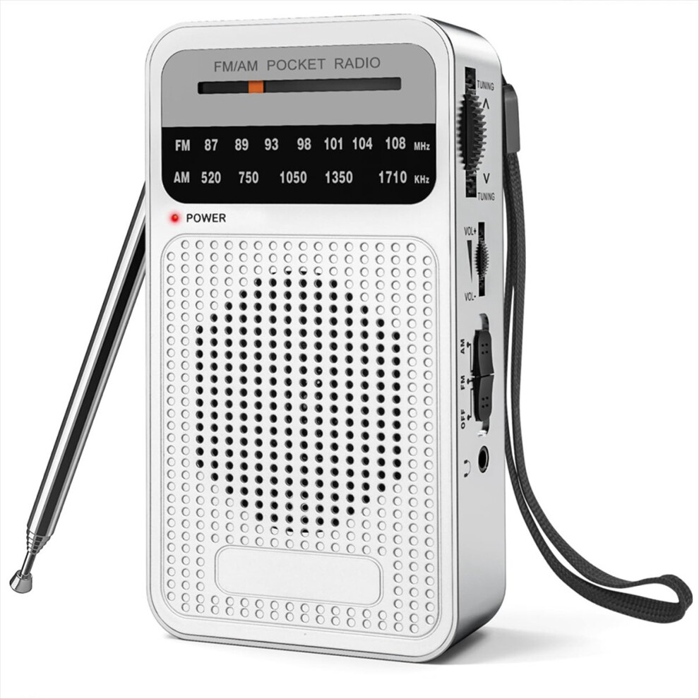 Am Fm Pocket Radio, Transistor Radio With Loudspeaker Silver 4851329499992