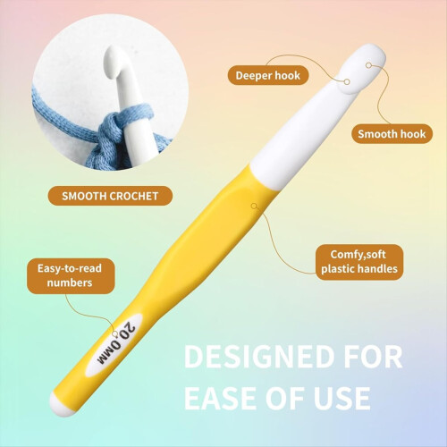 8 Sizes Big Crochet Hooks Ergonomic Set, 6mm - 20mm 2