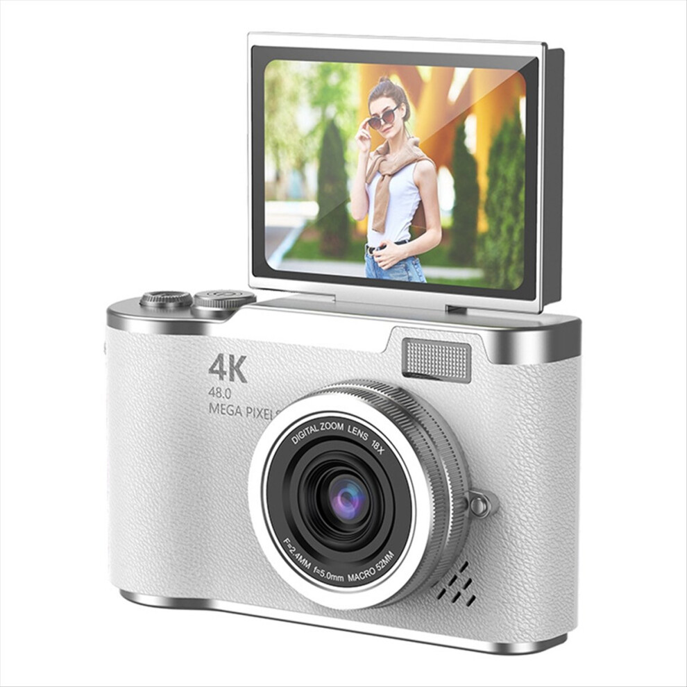 4K Ccd 8X Digital Zoom Camera 180 Flip Screen Selfile Camera White 4851329407737