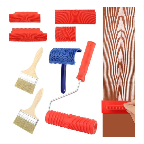 8 Pieces Wood Grain Paint Tool Set, Texture Roller, Graining Rocker 2