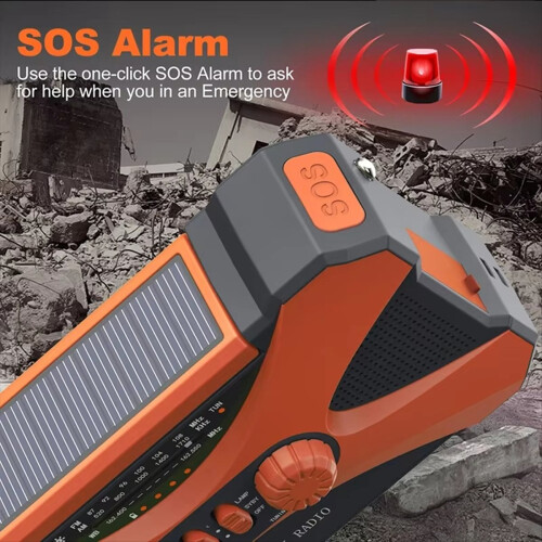 Ηλιακό ραδιόφωνο έκτακτης ανάγκης 10000mAh, μανιβέλα, AM/FM/NOAA, ειδοποίηση SOS, A 2