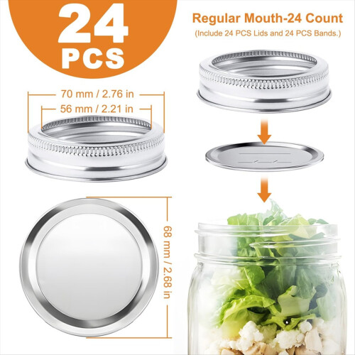 48 PCS Regular Mouth MasonJar Lids and Rings 1