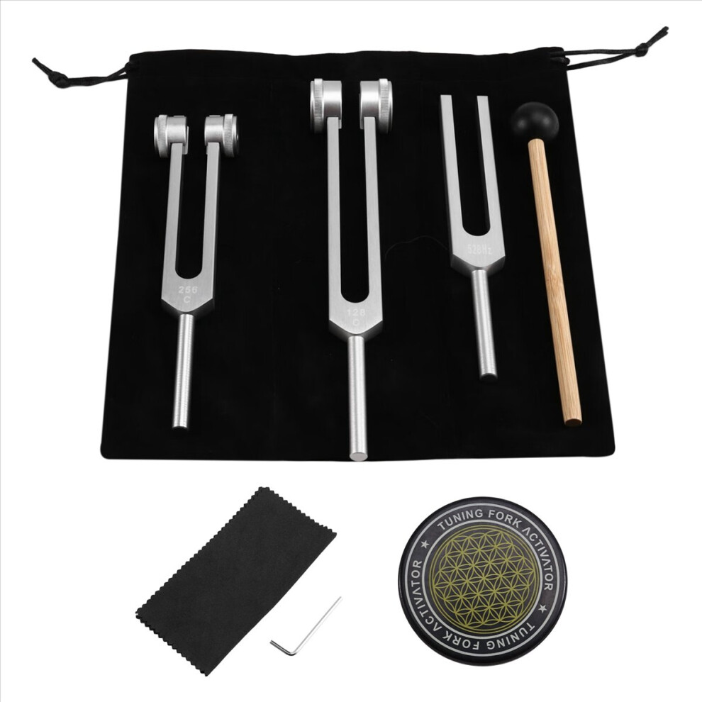 Markenlos Tuning Forks For Healing Set 128Hz, 256Hz, 512Hz & Activator Sound