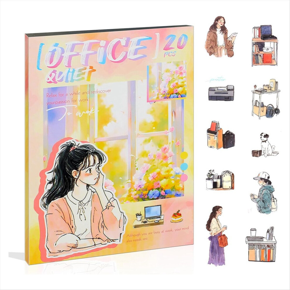 Women Journal Sticker Book, PET People Stickers Office Quiet-image-OPC-PH9DWHK-NEW