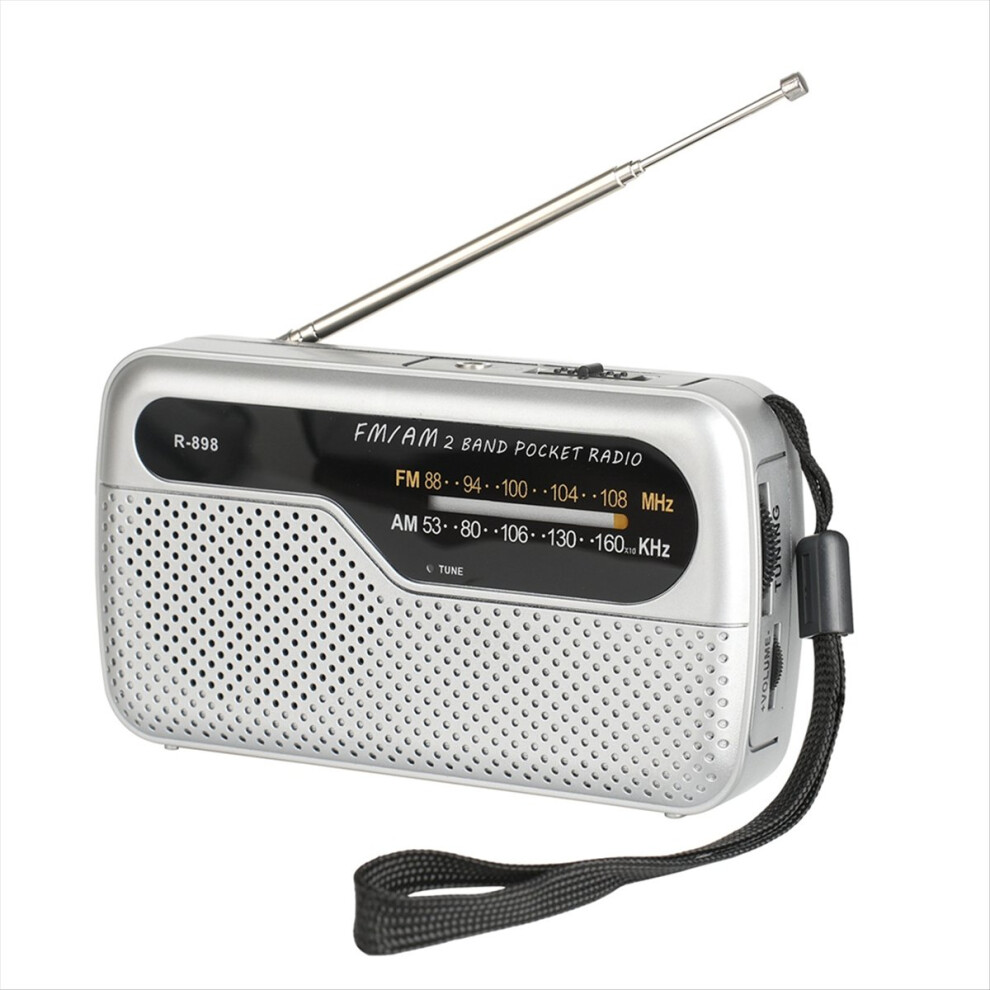 Portable Radio Pocket Fm Am Radio With Earphone Jack Silver 4851529663407