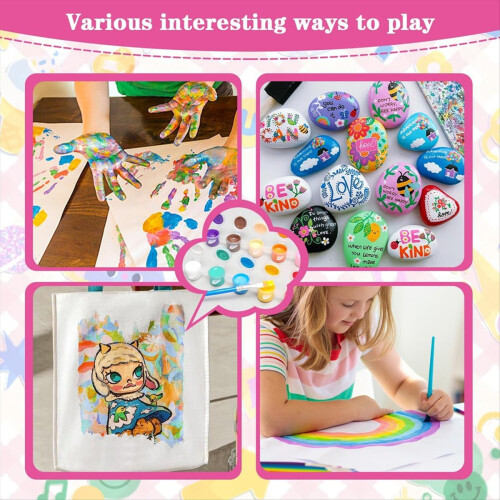 Acrylic Paint Set, Kids Paint Set Container Strips Storage 2