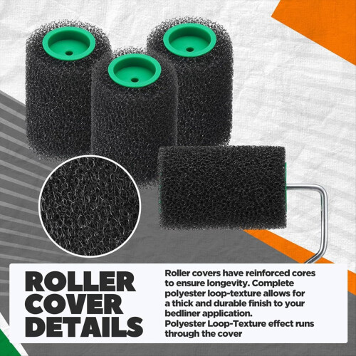 Textured Paint Roller Kit, 4 Inch Bed Liner Roller Covers with Frame 2