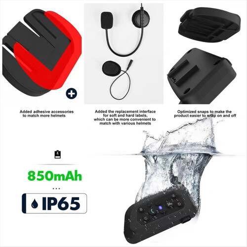 V6 PRO 800M Motorfiets Bluetooth Helm Headset Intercom 2