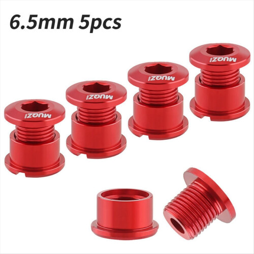5Pcs Chainring Bolts Set 6.5mm Single Chainring Screws Red 1