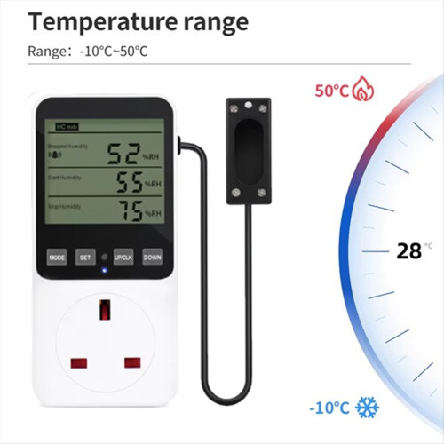 Humidity Controller Outlet 230V 13A Digital Thermostat UK Plug 1