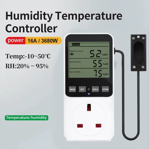 Humidity Controller Outlet 230V 13A Digital Thermostat UK Plug 2