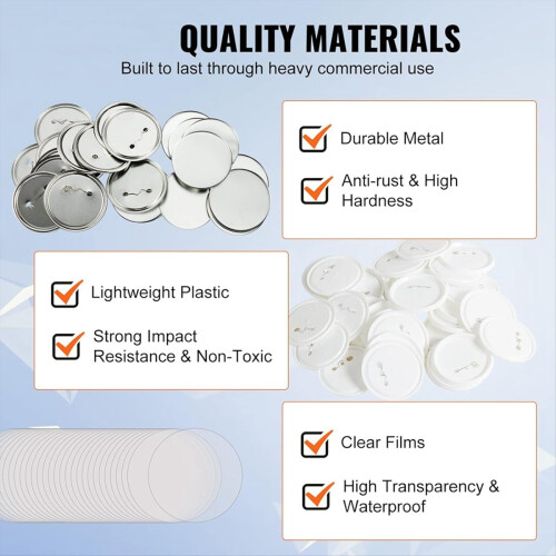 200 Sets 3 Inch 75mm Pin Back Button Parts for Button Maker Machine, 2