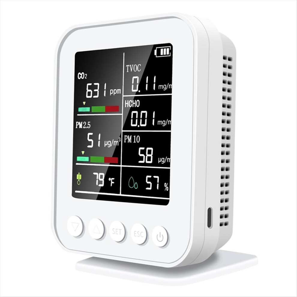 Markenlos Smart 7 In 1 Air Quality Monitor With Pm2.5, Co2 Detector With Alarm