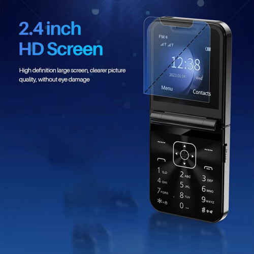 A50 Pro Flip Phone Dual SIM Card GSM Αυτόματη εγγραφή κλήσεων Μαύρο 2