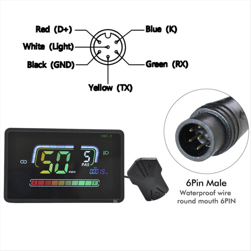 H6C-2 E-Bike Bluetooth LCD Display Meter Scooter Snelheidsmeter 6PIN 1