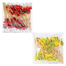 Palitos de bambu, garfos de frutas, palitos de dente artísticos, palitos de coquetel
