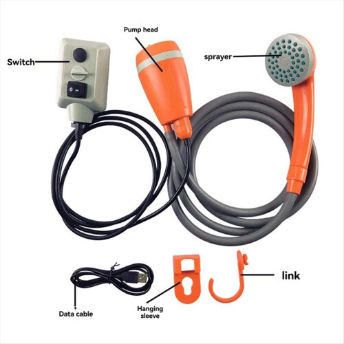 Bärbar campingdusch Utomhus campingduschpump Orange & Grå 2