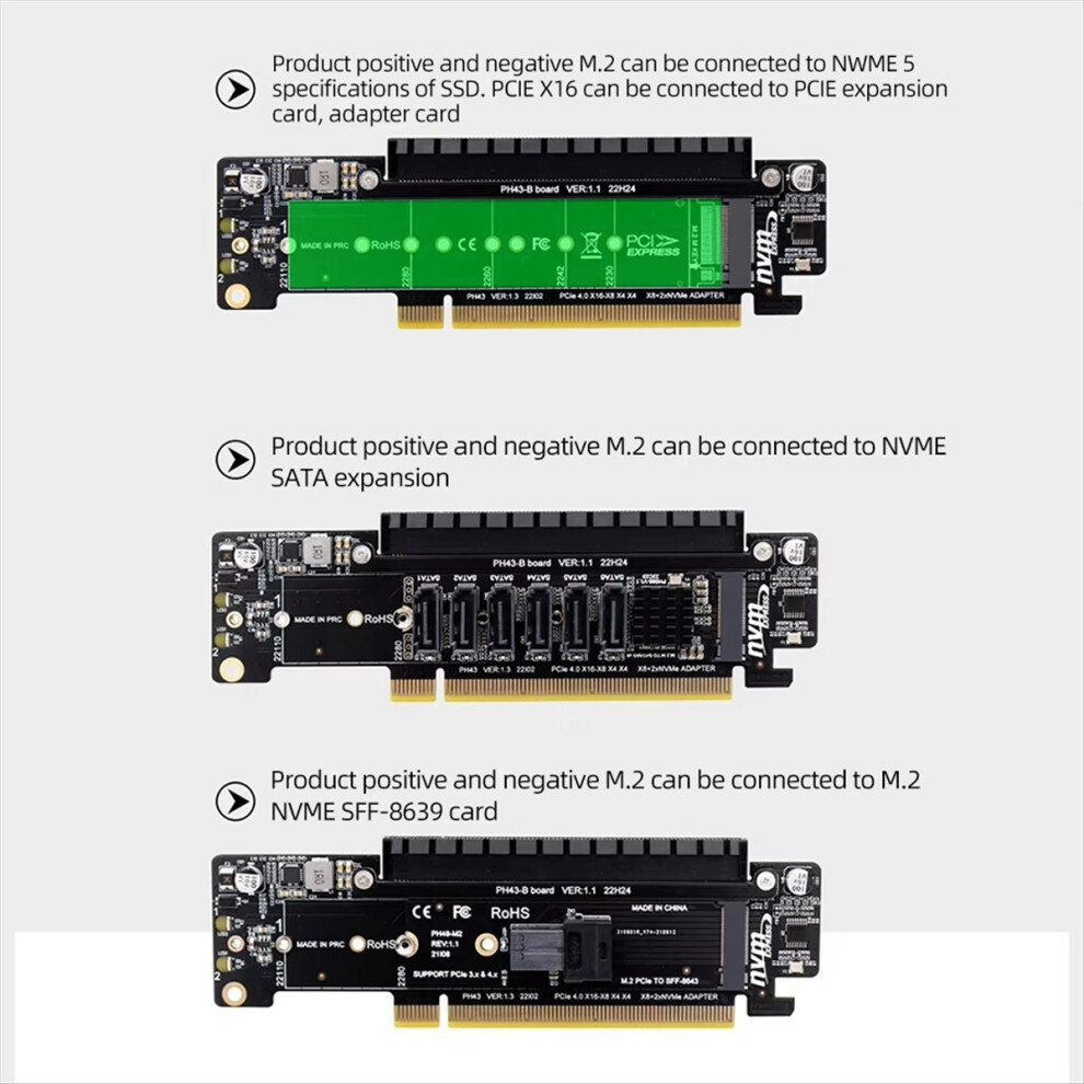 Pcie X16 To X8+X4+X4 Split Expansion Adapter Card 4852911531236