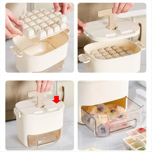 Large Capacity Ice Block Tray with Drawer-Type Design, Hidden Handle 1