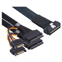 Slimline SAS SFF-8654 8i - Dual SFF-8639 U.2 NVME SSD -kaapeli 0,5 m