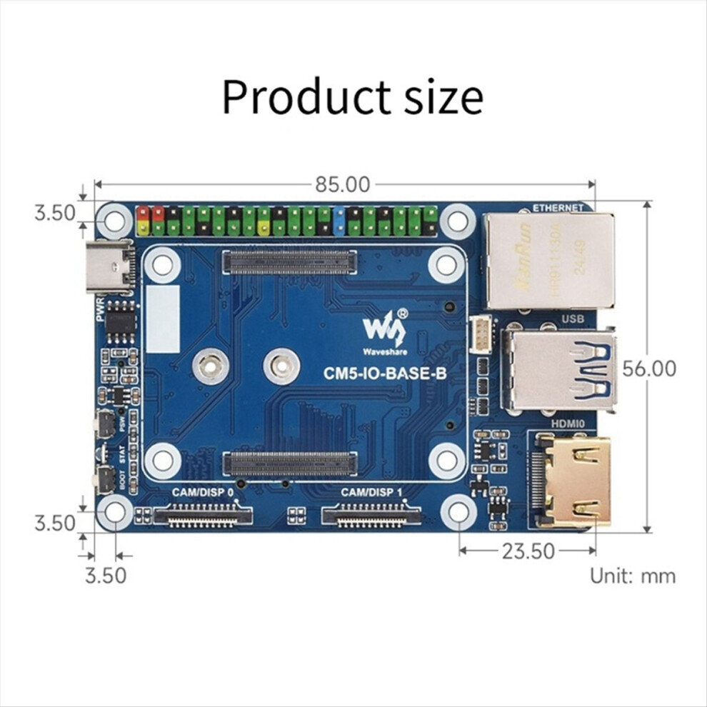 Waveshare Mini Base Board For Raspberry Pi Cm5 Expansion Board 4852911551418