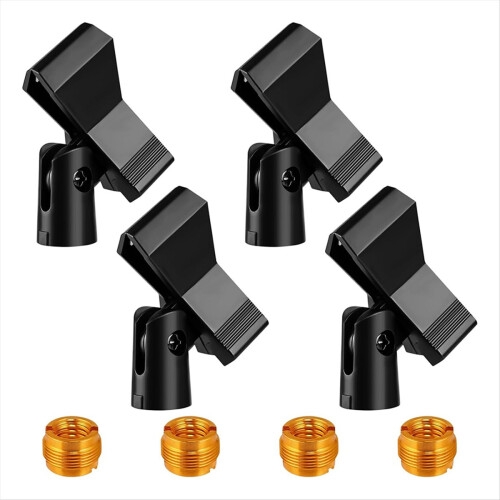 Conjunto de 4 clipes de microfone para suportes ajustáveis com adaptadores