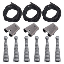 Bolo Tie-accessoireset met ronde schuif en getextureerde punt, zwarte draad A