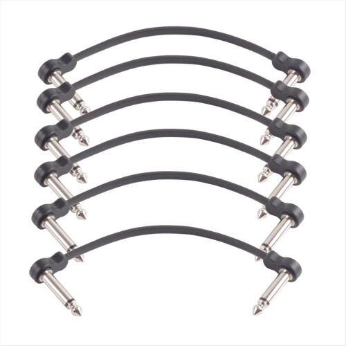 6 Packs 16cm Guitar Effect Pedal Flat Patch Cables Black 2
