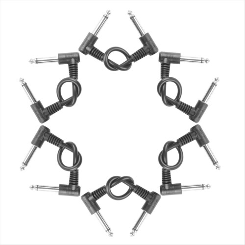 6 Packs 18cm Guitar Effect Pedal Round Patch Cables Black 2
