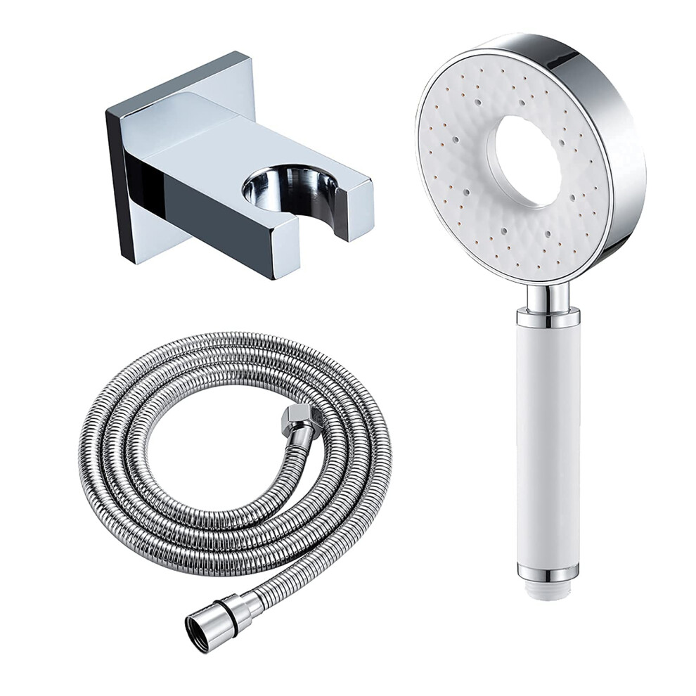 Handheld Shower Head Abs Multifunctional Shower Set With Hose And Holder, Round Rainfall Showerhead, Massage Spa, White 9354506049874