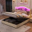 King Bed Storage with Curved LED Headboard, Beige 3