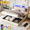King Bed Storage with Curved LED Headboard, Beige 6