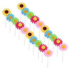 100Pcs Assorted Color Felt Sunflower Cake Picks Birthday Wedding Decor
