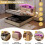 Double Bed Storage with Curved LED Headboard,Beige 4