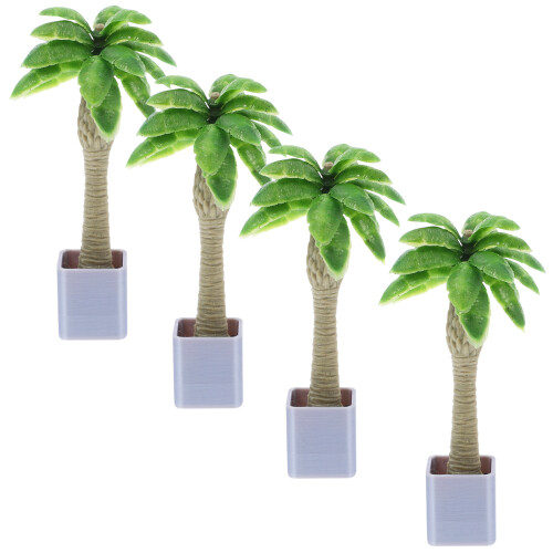 16Pcs Realistic Mini Coconut Tree Models Green Plastic Bonsai Decor
