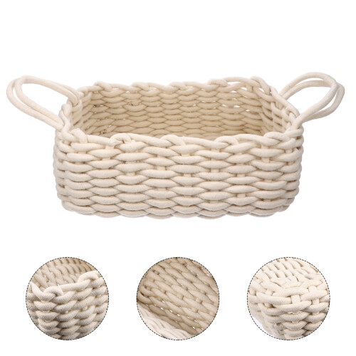 Desktop Storage Basket Wicker Hanging Farmhouse Decor 2