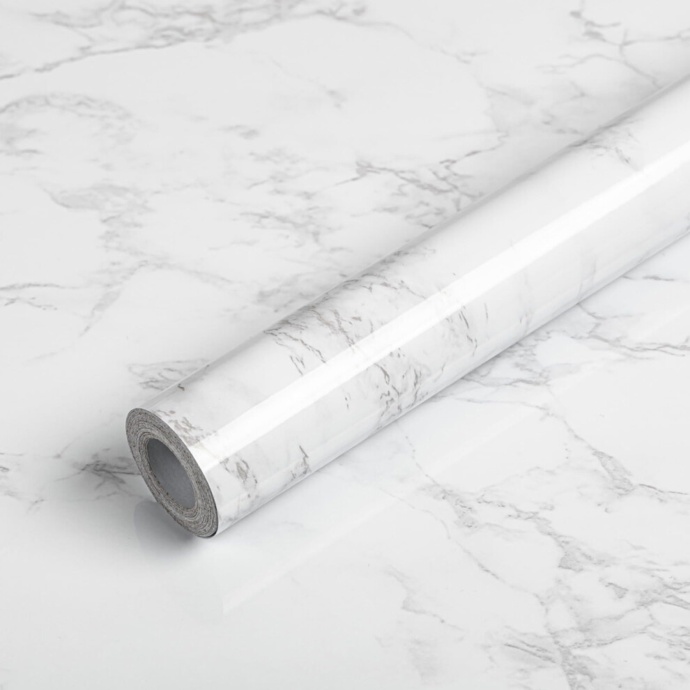 15.7"""" X 236"""" Granite Marble Contact Paper For Countertop Gray/White Removable Glossy White Wallpaper Self Adhesive Vinyl Film Marble Wallpaper 753936151420