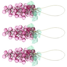 6 Pcs Acrylic Grape Beaded Ornaments for Xmas Tree Home Decor