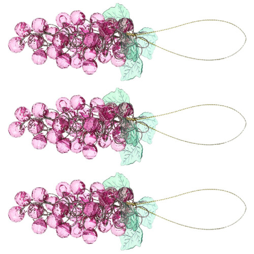 6 Pcs Acrylic Grape Beaded Ornaments for Xmas Tree Home Decor