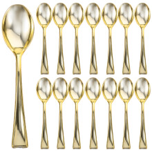 24Pcs Mini Plastic Spoons For Dessert Ice Use Golden