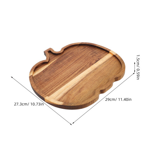 Pumpkin Shaped Wooden Serving Board Rustic Light Brown Snack Plate 1