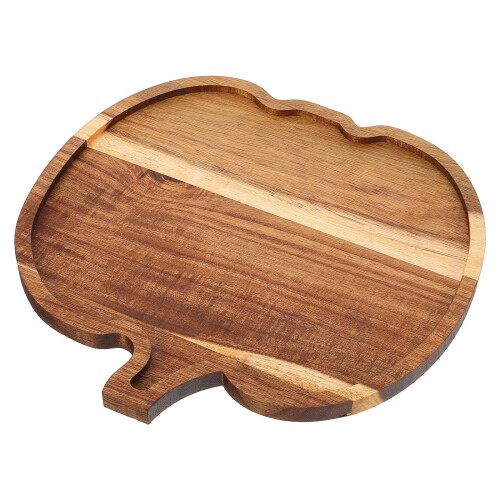 Pumpkin Shaped Wooden Serving Board Rustic Light Brown Snack Plate