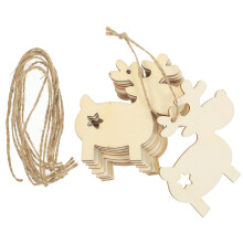 30Pcs Beige Wood Christmas Hanging Ornaments DIY Pendants with Rope