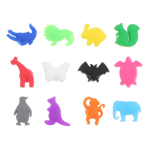 12 segnavino in silicone con design animali per