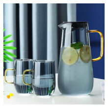 Pitcher Borosilicate Glass Set Heat-Resistant For Cold Water Carafe With Water Filter And Flower Teapot Lid And Handle