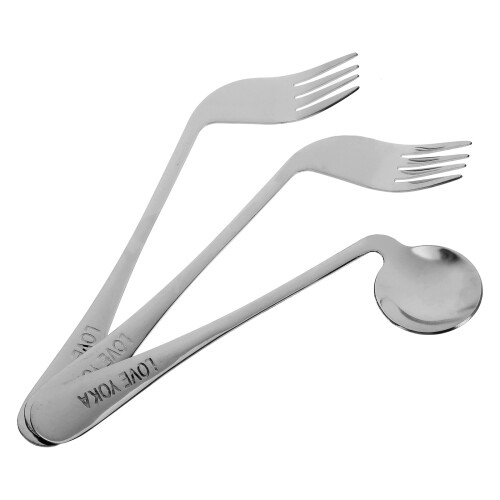 conjunto de colher inclinada e leve ergonômico para