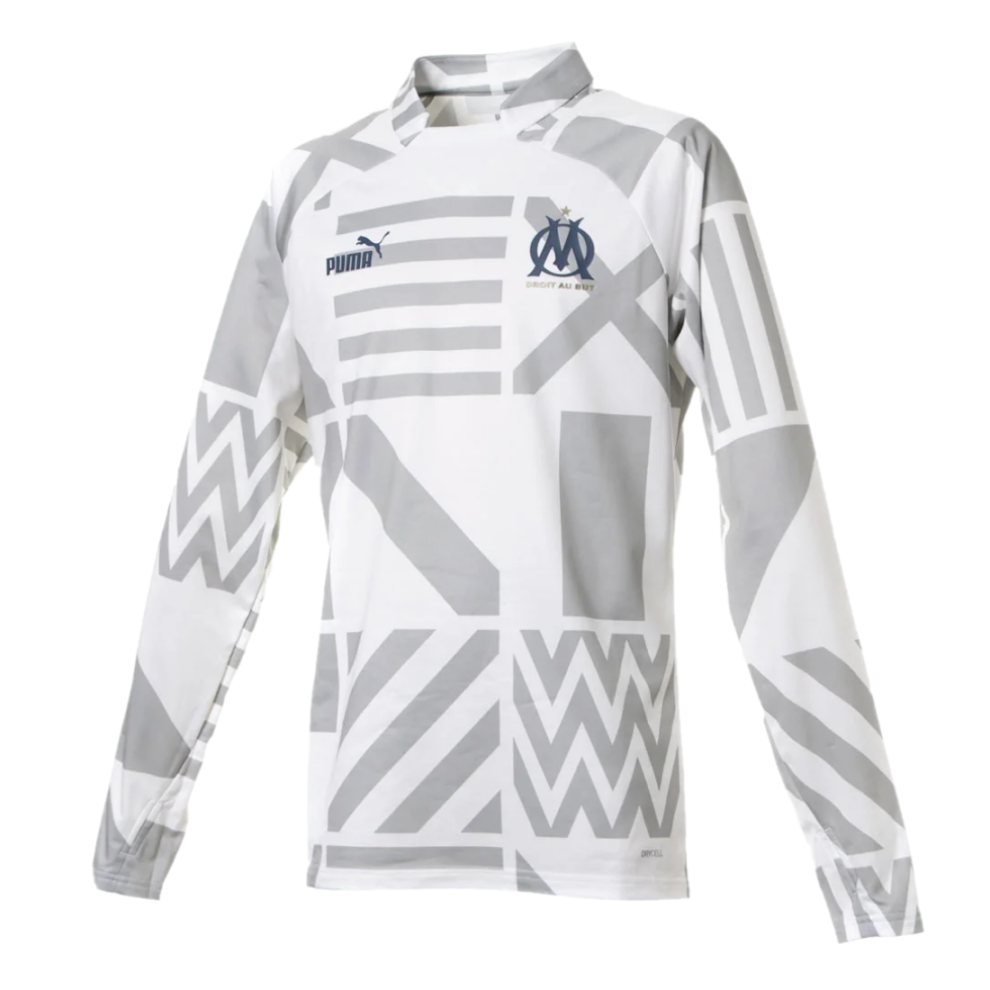 Puma (3Xl) Marseille Football Men's Sweatshirt Pre Match Knit Top - New White